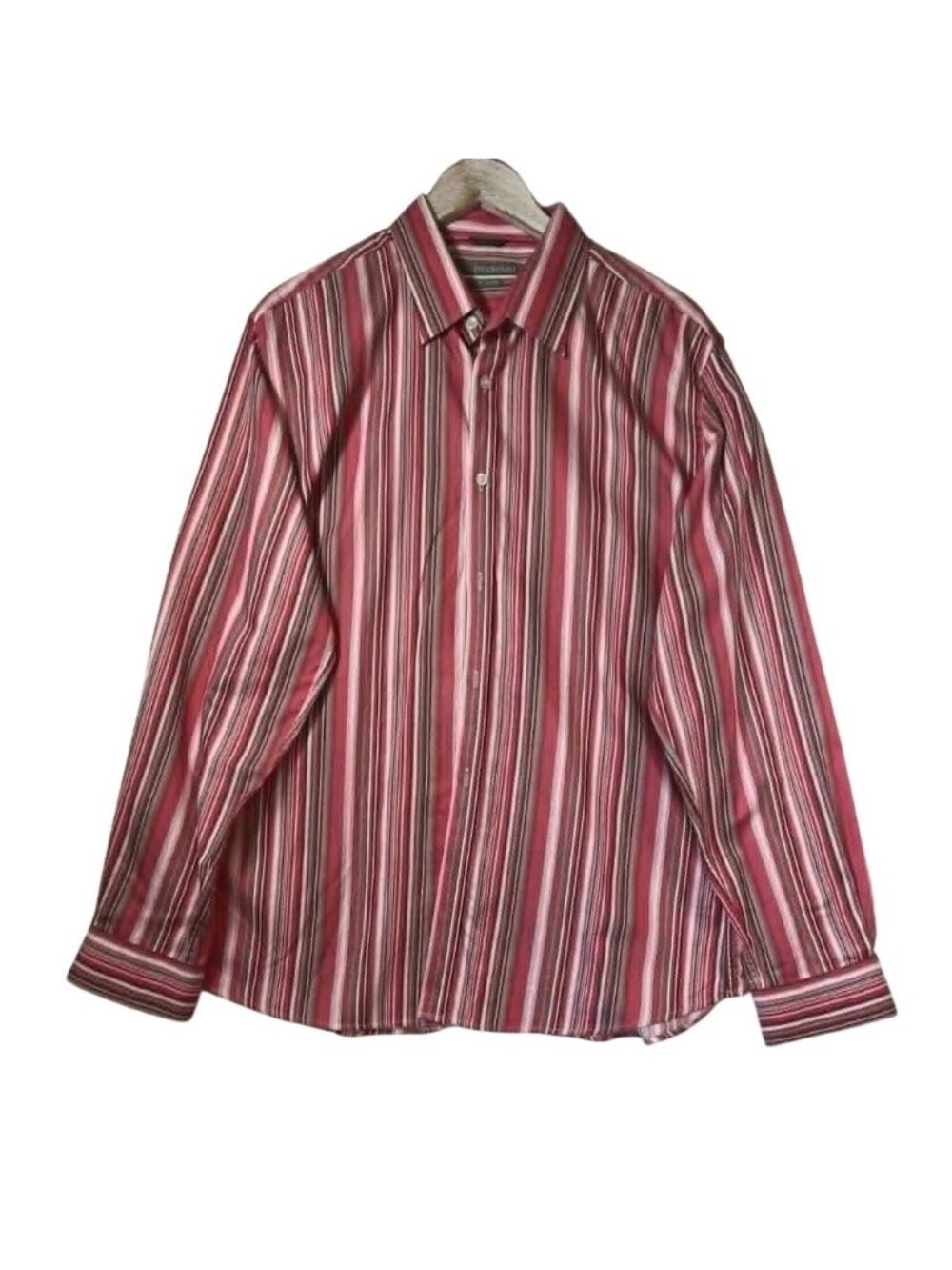 Scandistyle  XL Slim Fit Buttons Pink Red White Striped Long Sleeve Officecore‎